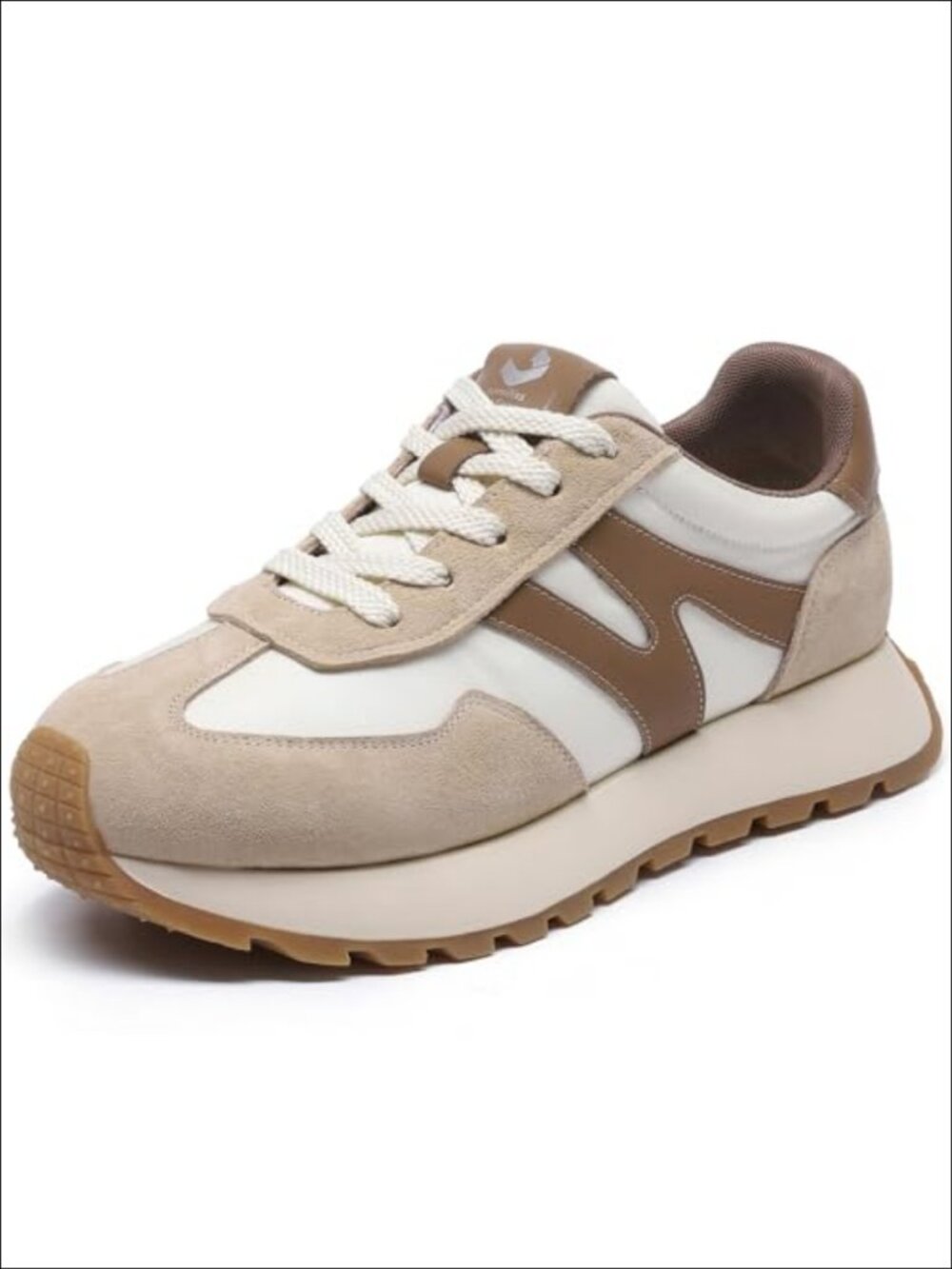 Platform Sneakers Womens Breathable Leather Suede Comfort Walking Shoes